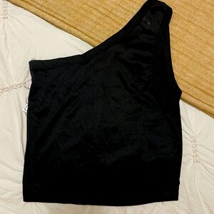 Black One Shoulder Crop Top